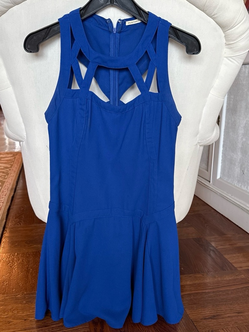 Mustard Seed Bold Cobalt Blue Cutout Neckline Dress